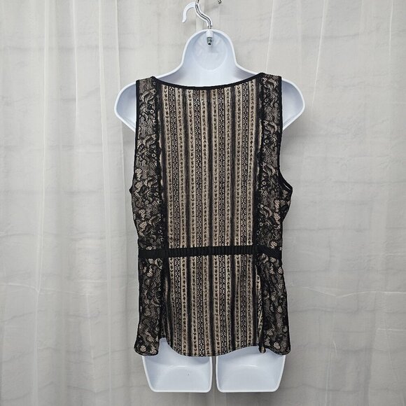 Loft Black Tan Lace Tank Top Boho Goth Coquette Fairy 12 - Picture 7 of 13